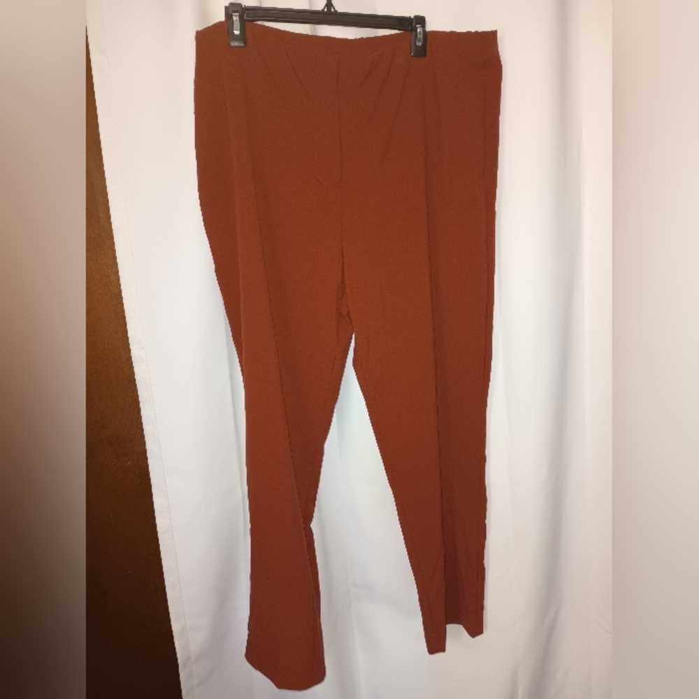 Susan Graver Womens 18W Chelsea Stretch Zip Ankle Pants Dark Copper High Rise